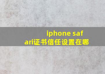 iphone safari证书信任设置在哪